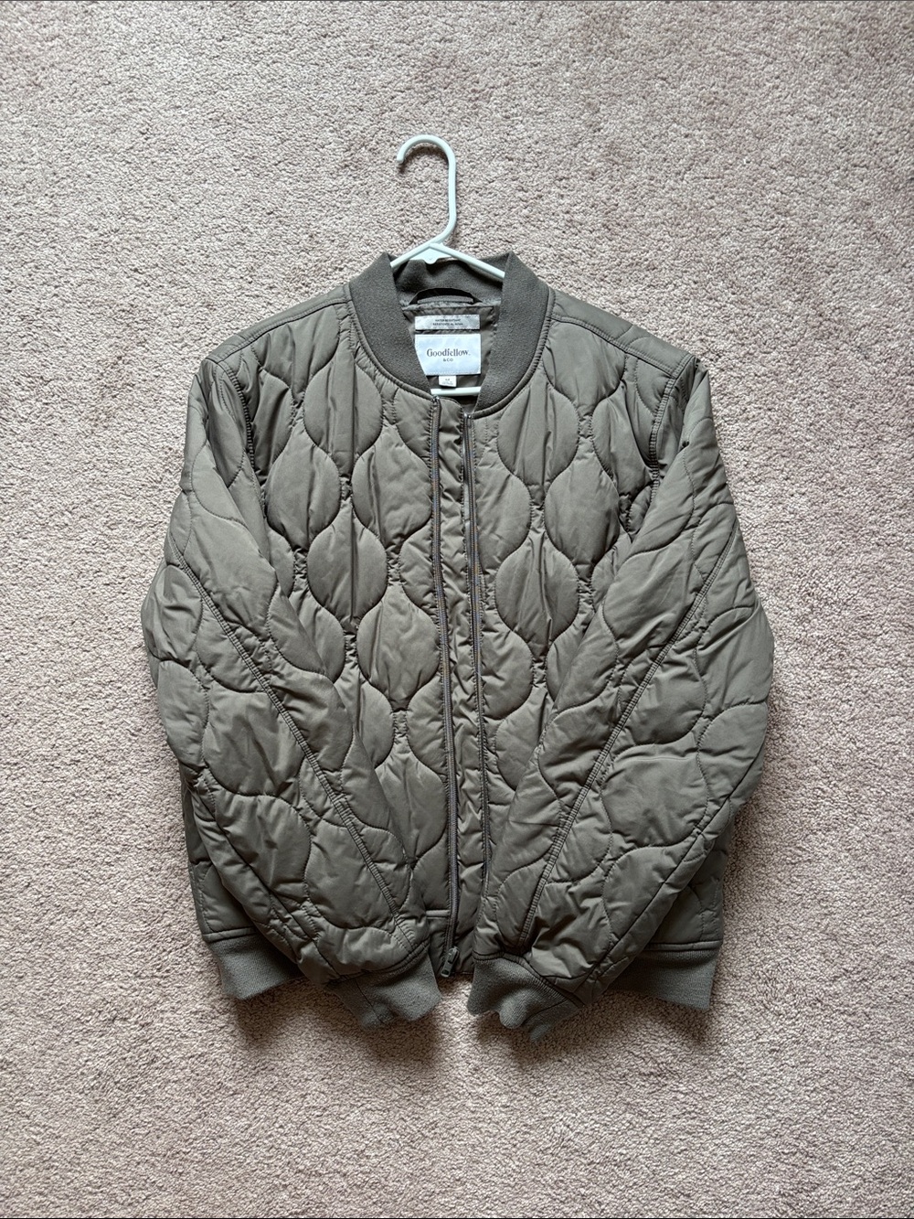 Goodfellow & Co Quilted Bomber Jacket in Olive
